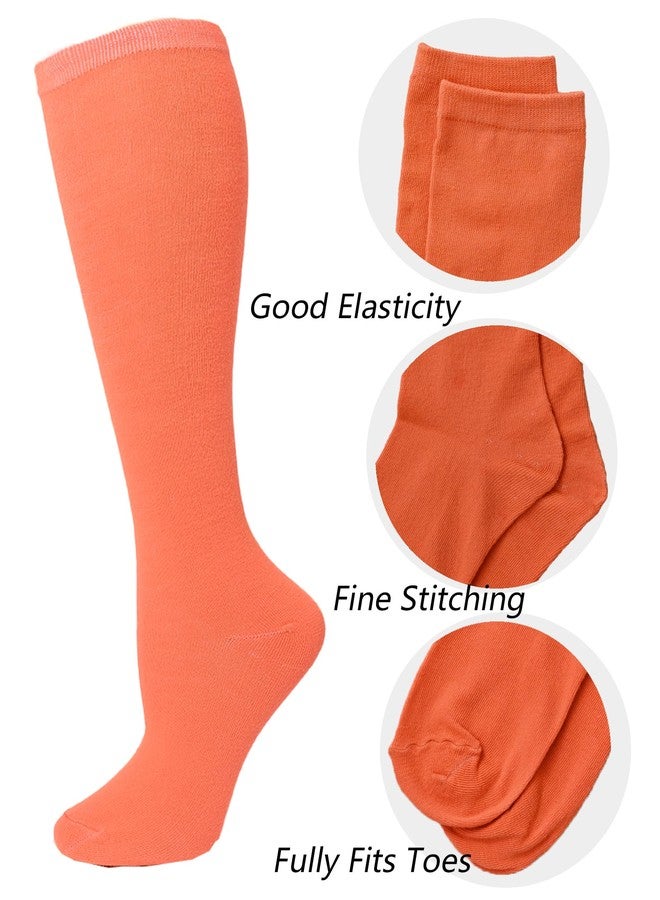 Prupoky Orange Knee High Socks for Women Costume Orange Knee Socks Womens Tube Thigh High Long Sock 2 Pack Sock - Image 3